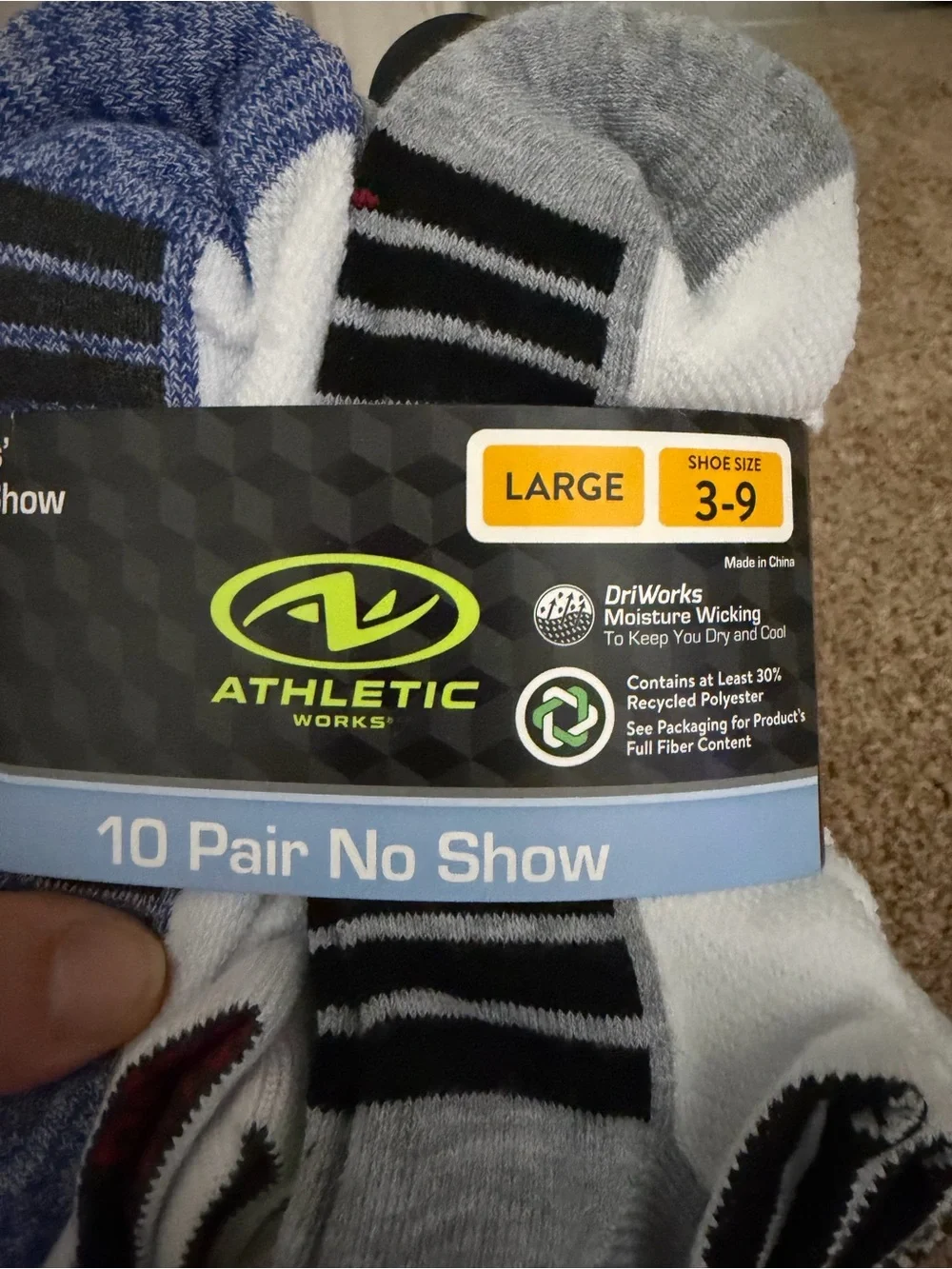 Athletic Works Boys' Moisture Wicking No Show Socks, 10-Pair Pack Large, 3-9